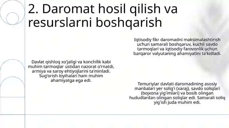 Temuriylar davridagi iqtisodiy g'oyalari 4