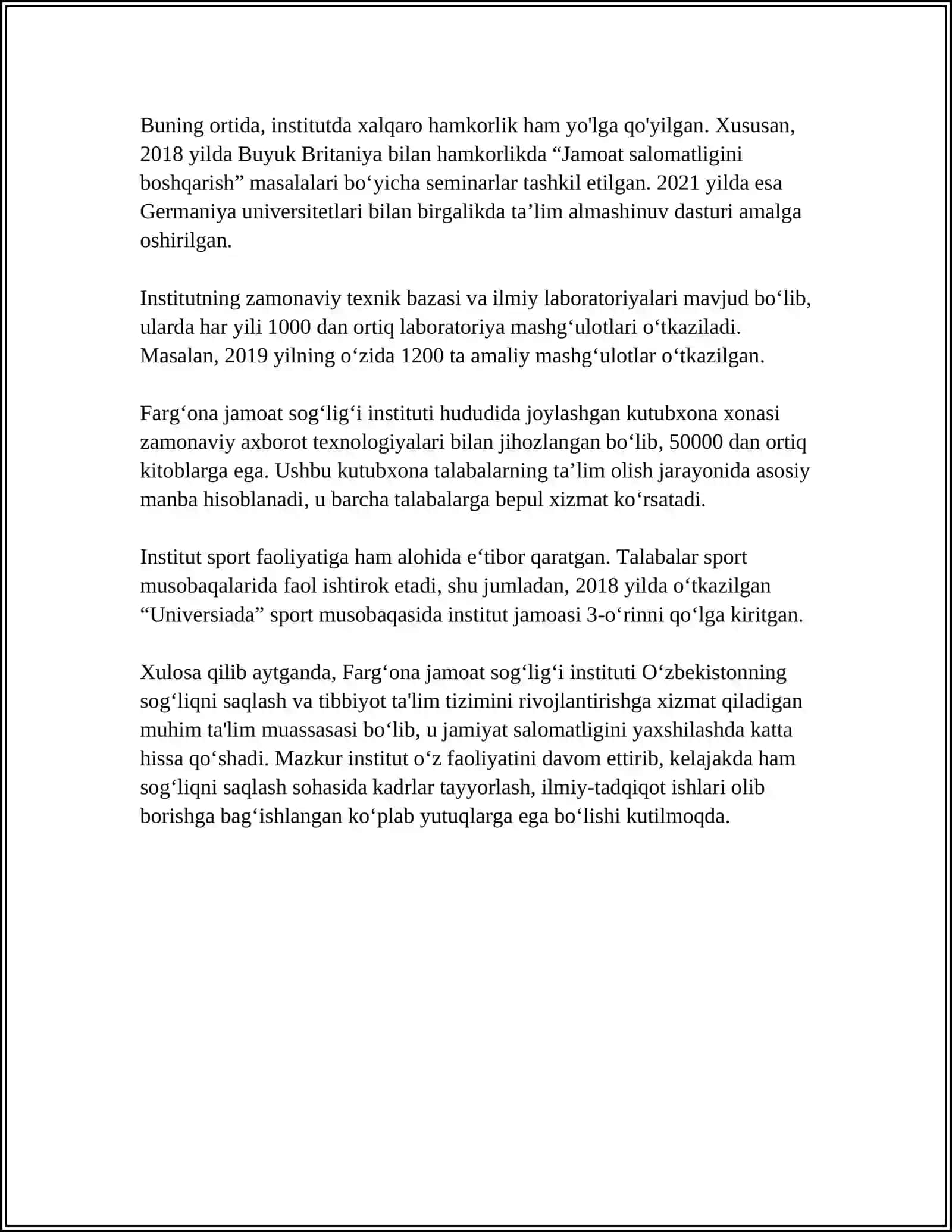 FARG'ONA JAMOAT SALOMATLIGI TIBBIYOT INSTITUTI 4