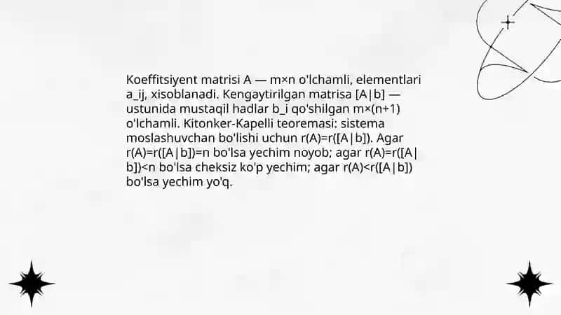 Chiziqli tenglamalar sistemasining ta'rifi 4