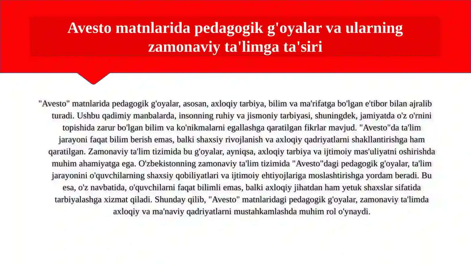 "Avesto" va abadiy manbalarda ijtimoiy pedogogik g'oyalar 4