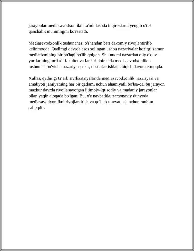 QADIMGI GʻARBDA MEDIASAVODXONLIK 4