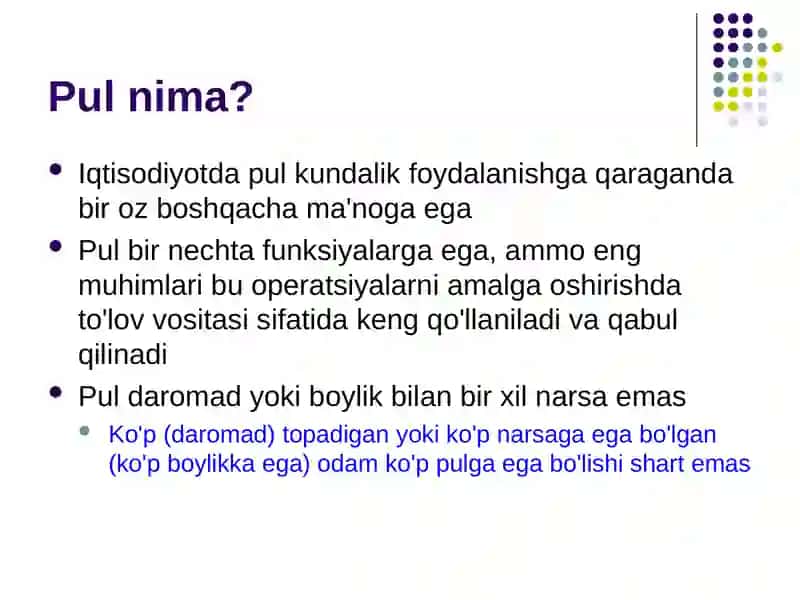 Aktivlar bozori, pul va narxlar 4