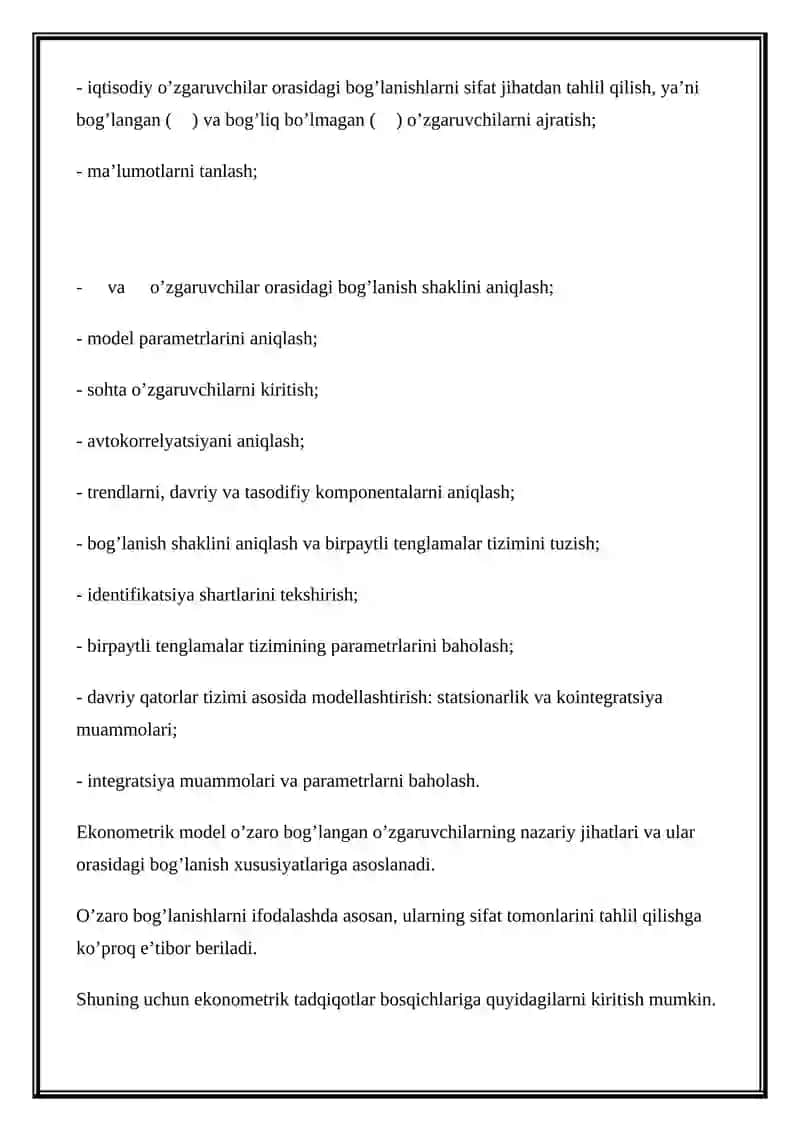 Ekonometrika Modellashtirish 4