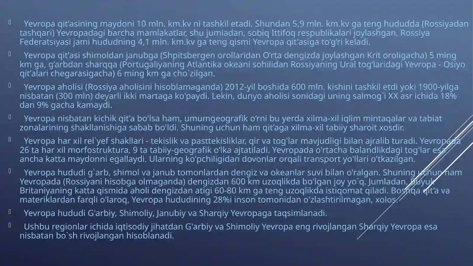 Yevropa mamalakatlariga umumiy tavsif 4