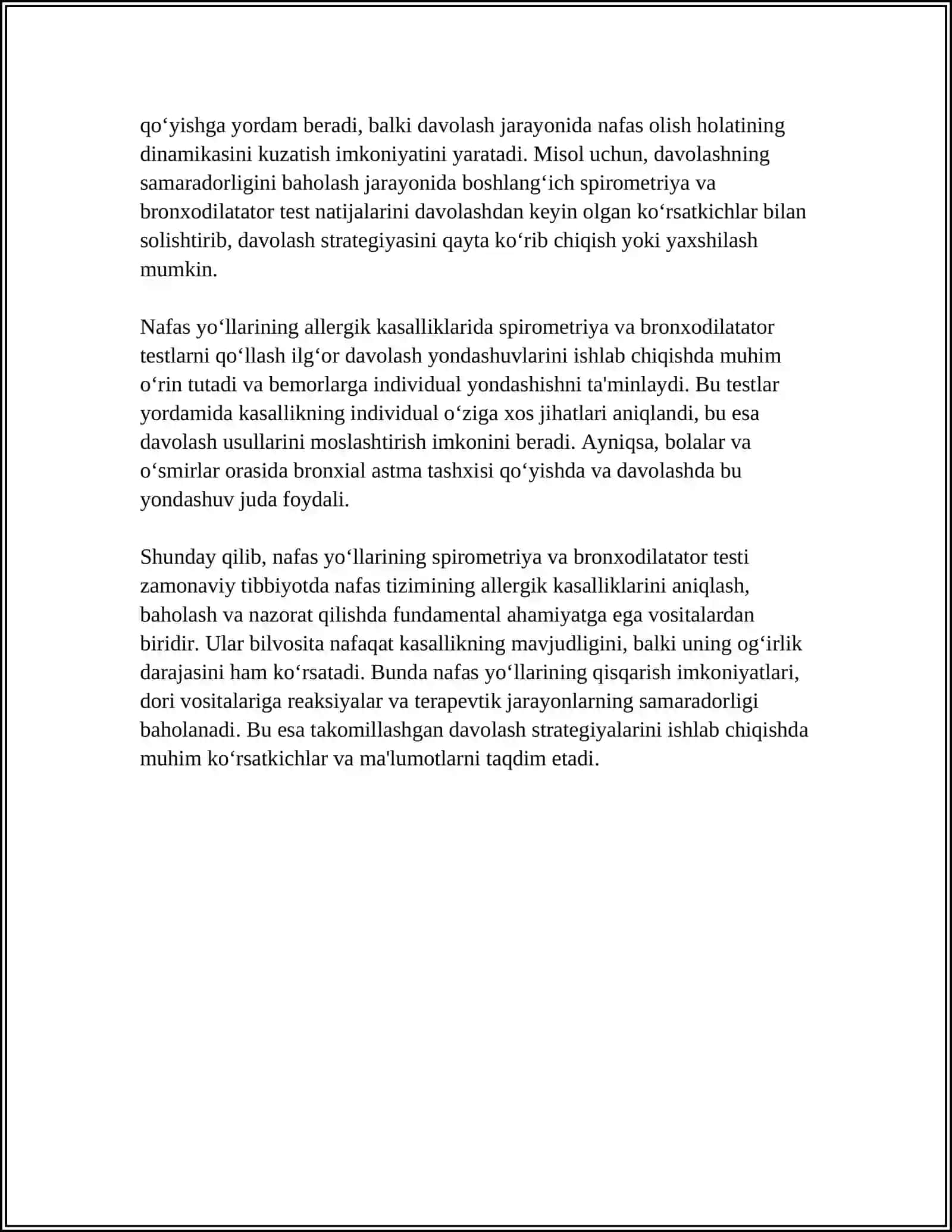 NAFAS TIZIMINING ALLERGIK KASALLIKLARINI ZAMONAVIY LABORATOR VA INSTRUMENTAL TEKSHIRISH USULLARI 4