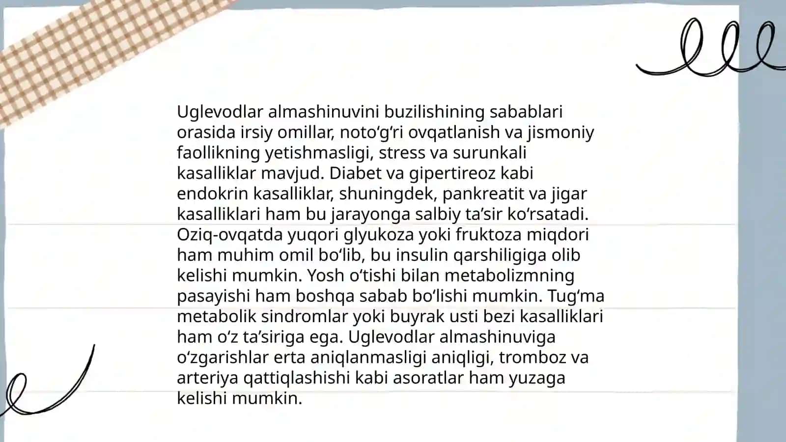 Uglevodlar almashinuvi boshqarilishini buzilishlari 4