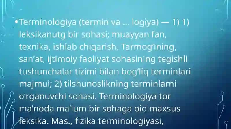 Klinik terminologiya boʻyicha yakuniy dars kollokvium 4