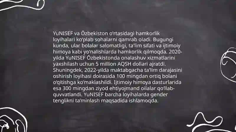 BMT va Ōzbekiston: Hamkorlik yo'nalishlari 4
