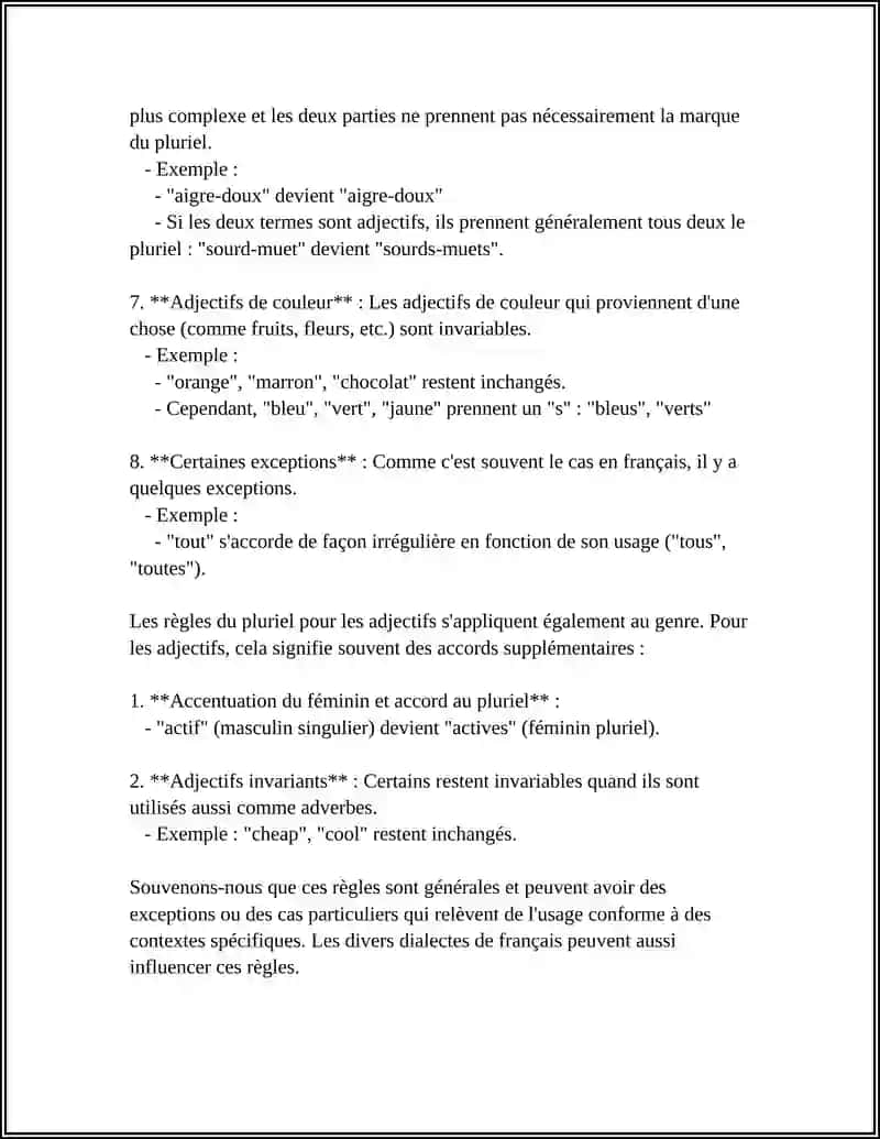 LA FORMATION DU PLURIEL DES ADJECTIFS EN FRANÇAIS 4