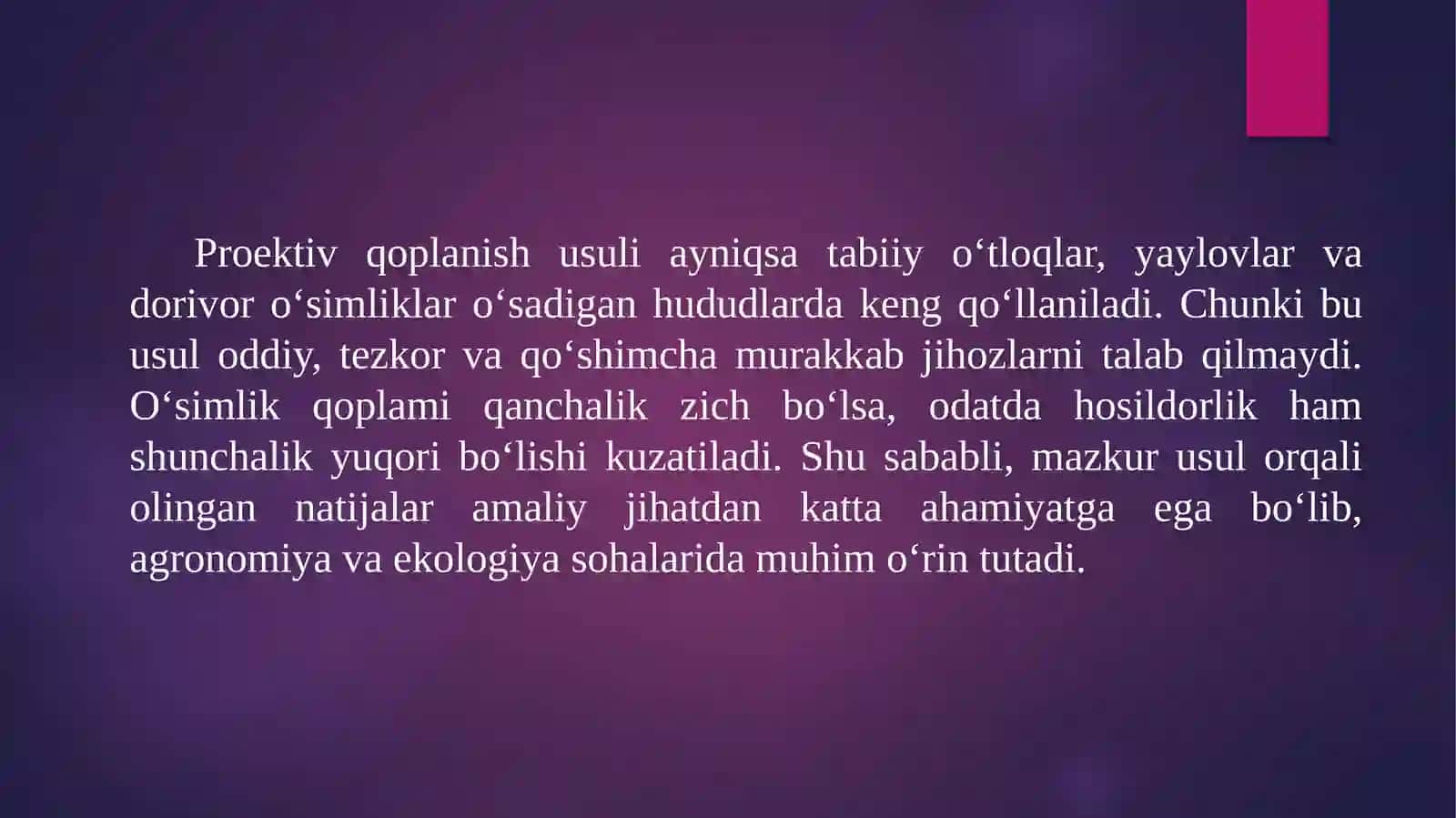 Hosildorlikning proektiv qoplanish usuli bo'yicha aniqlash usullari 4