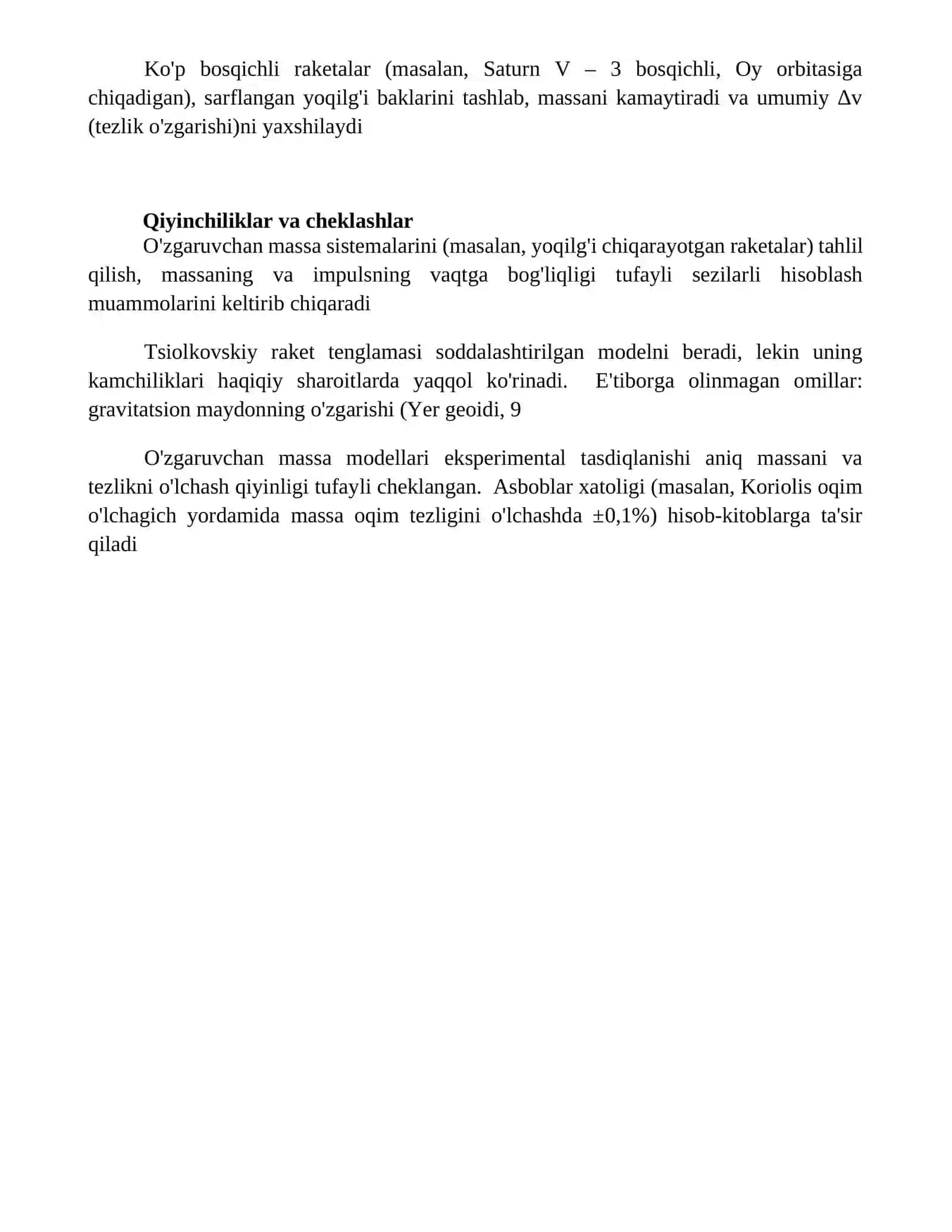 O‘zgaruvchan massali jismlar mexanikasi 4