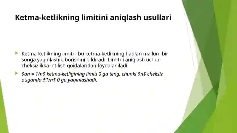 Sonlar ketma-ketligi va uning limiti 4
