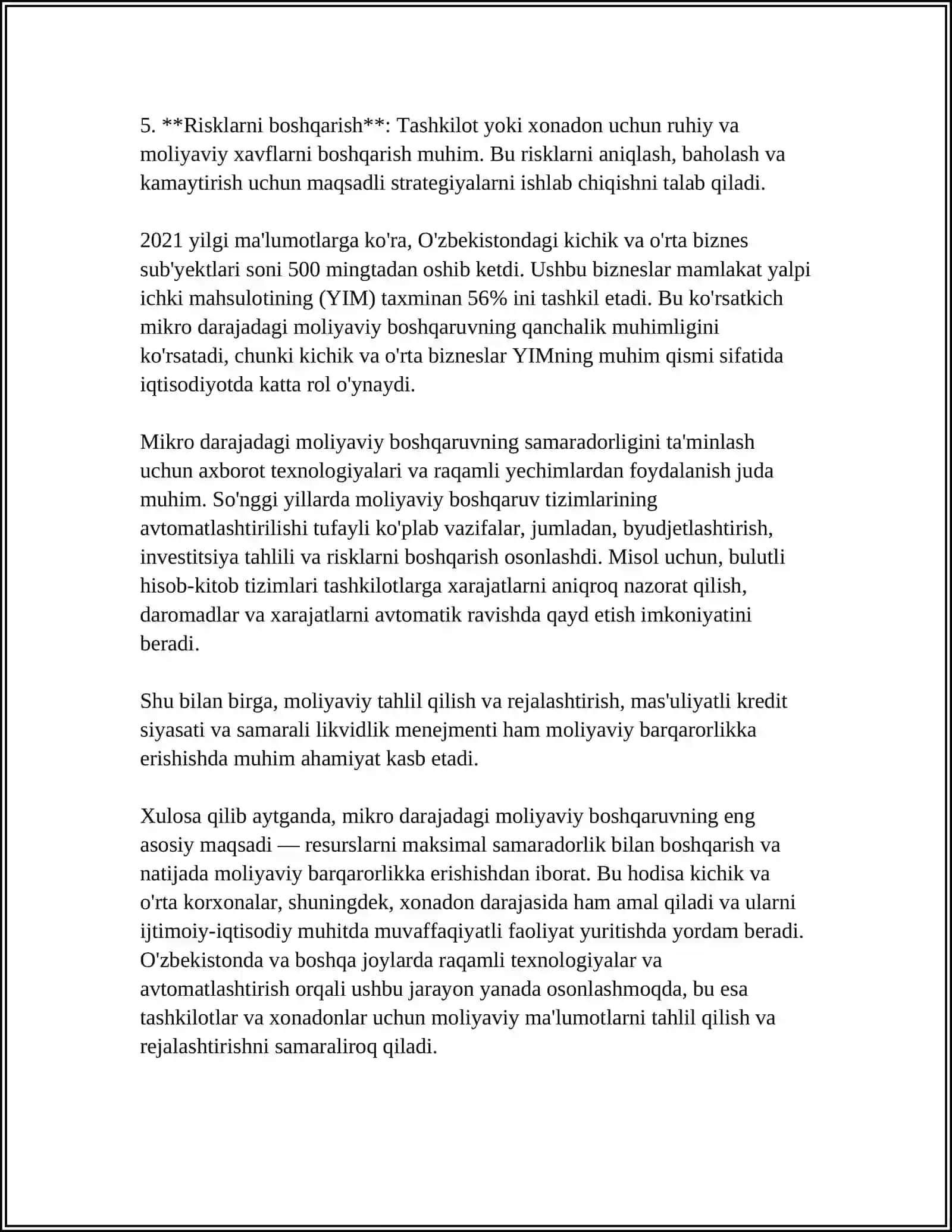 MIKRO DARAJADAGI MOLIYAVIY BOSHQARUV 4