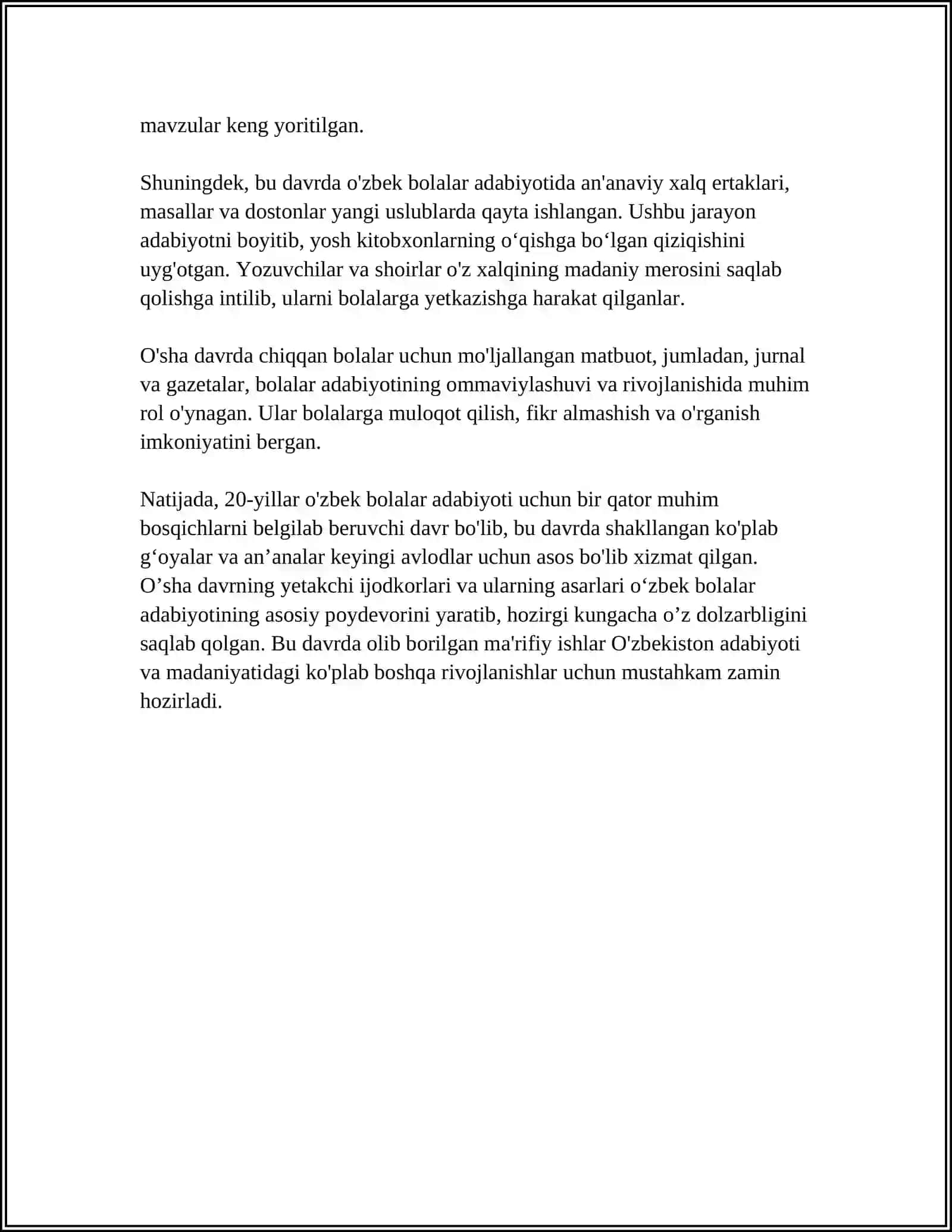 20-30-YILLAR O’ZBEK BOLALAR ADABIYOTI 4