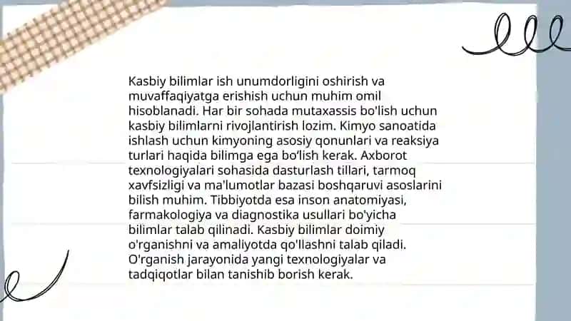 Kasbiy malaka 4
