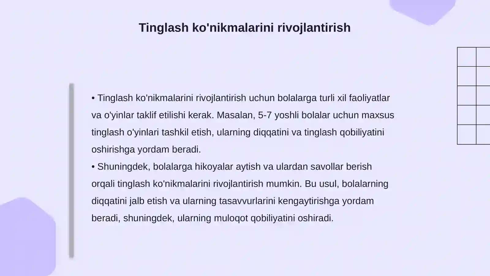 Bolalarni tinglashga o'rgatish 4