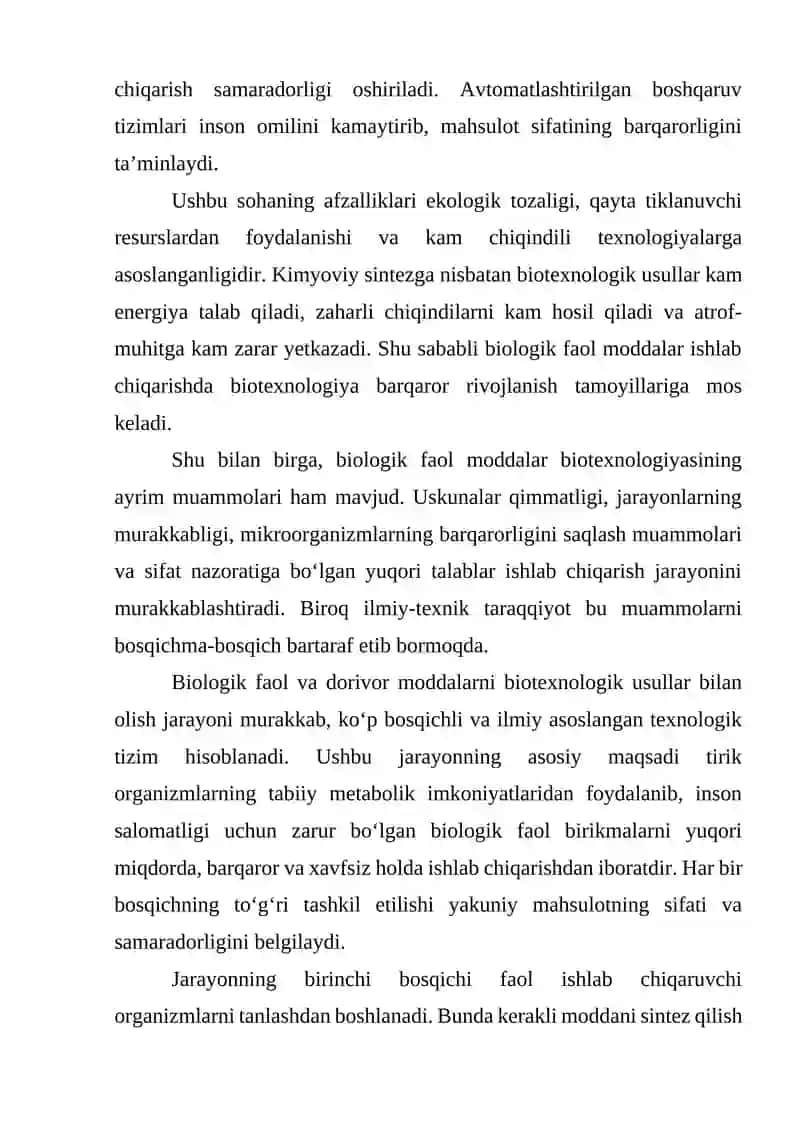 Biologik faol va dorivor moddalar biotexnologiyasi 4