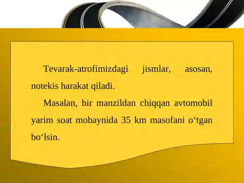 Kuchning o'rtacha tezligi oniy tezlik 4