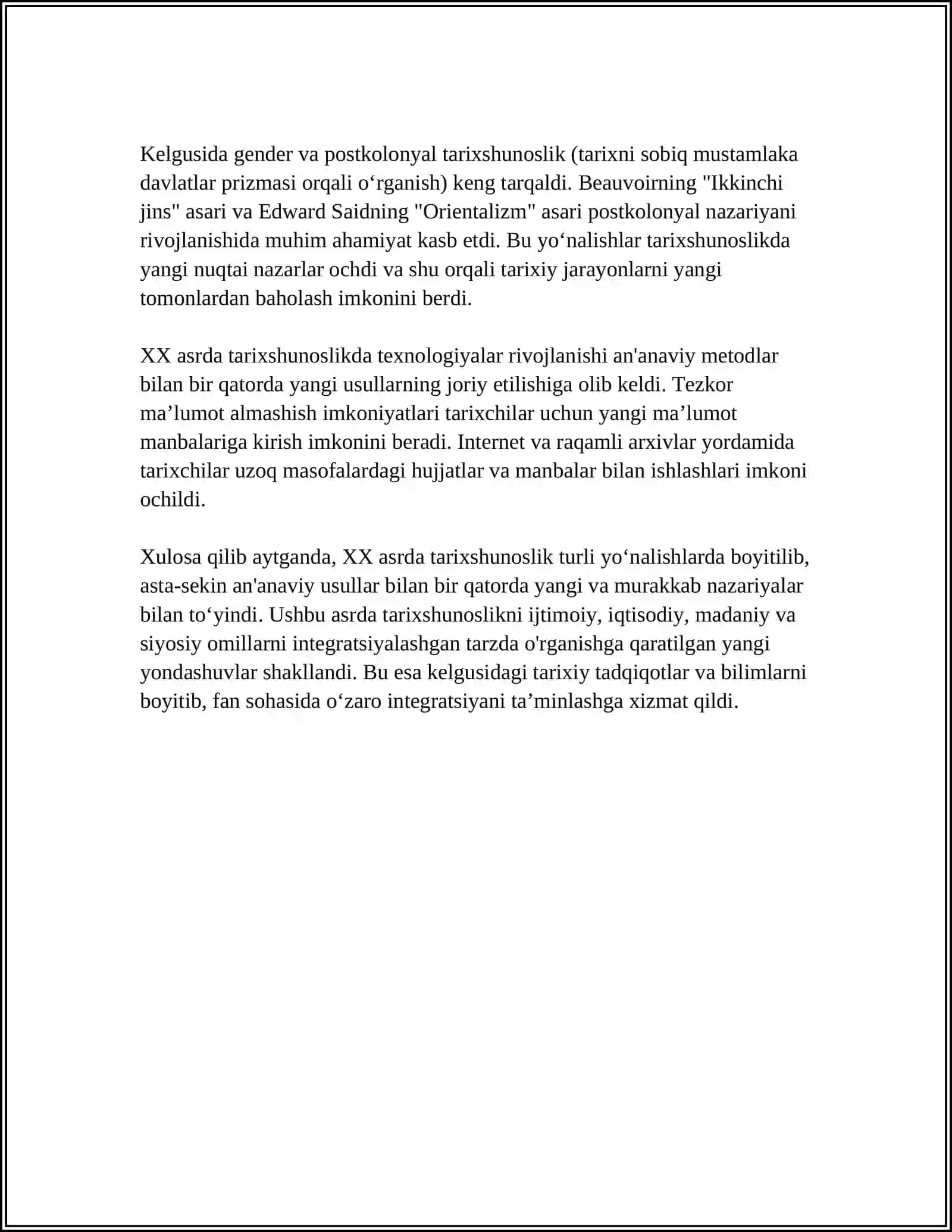 XX Asrda Tarixshunoslik Referat 4