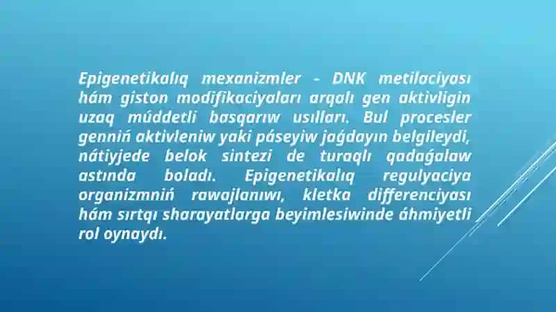 Belok biosinteziniń basqarılıwı 4