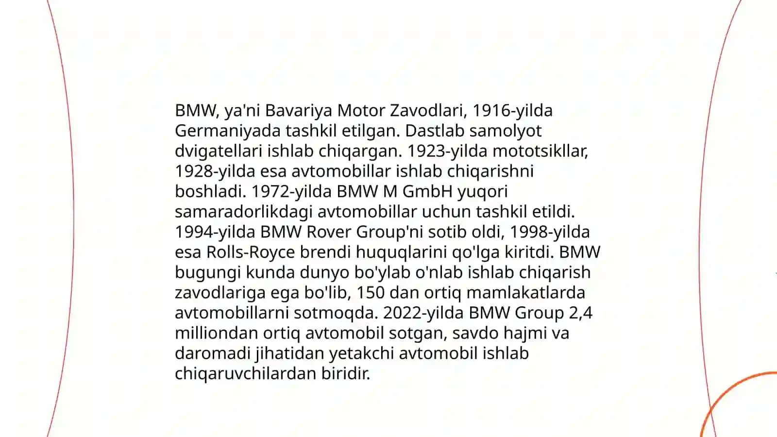 BMW mashinalari turlari va Bmw kompaniyasining tarixi 4