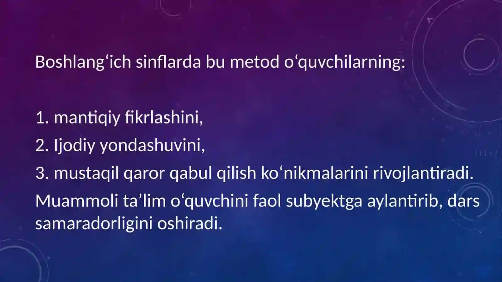 Boshlangʻich sinflarda matematikadan muammoli dars va ularni tashkil etish metodikasi 4