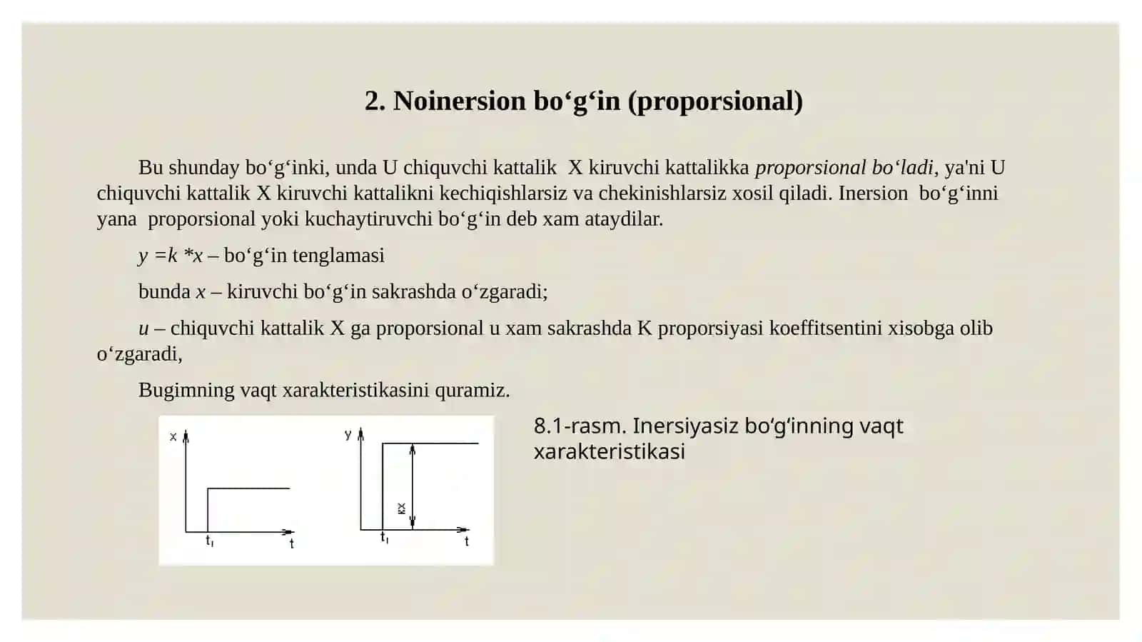 Elementar zvenolar va ularning xarakteristikalari 4