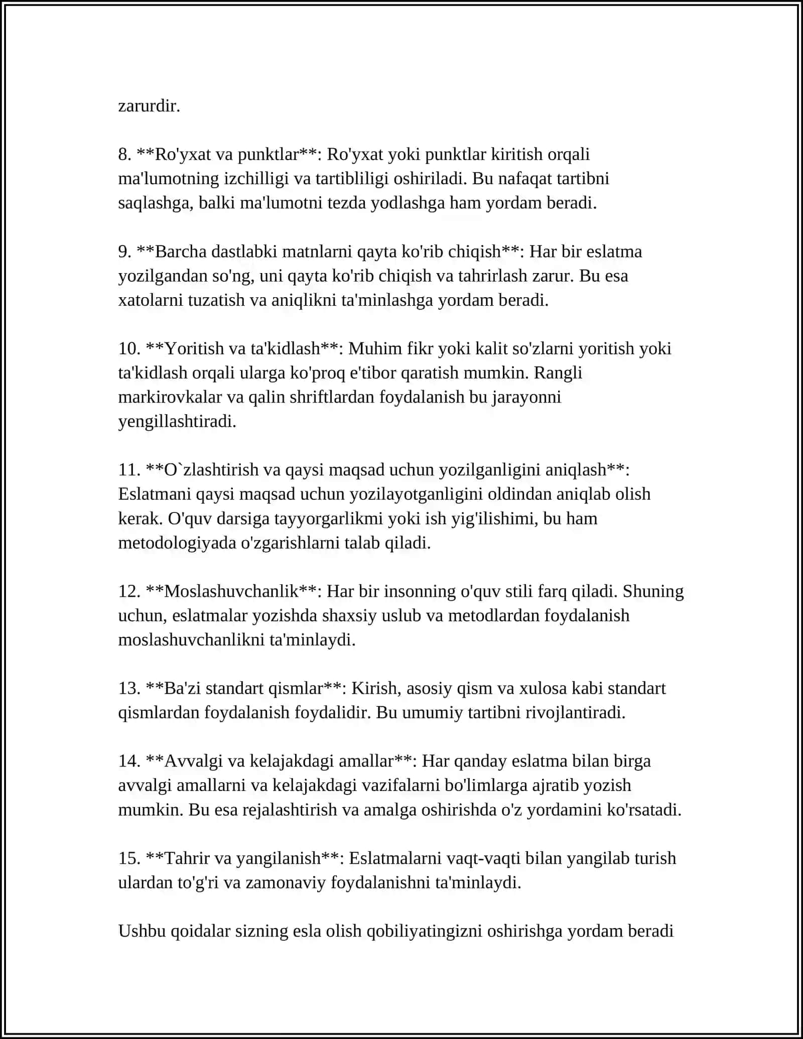ESLATMALAR VA IZOHLAR YARATISH 4