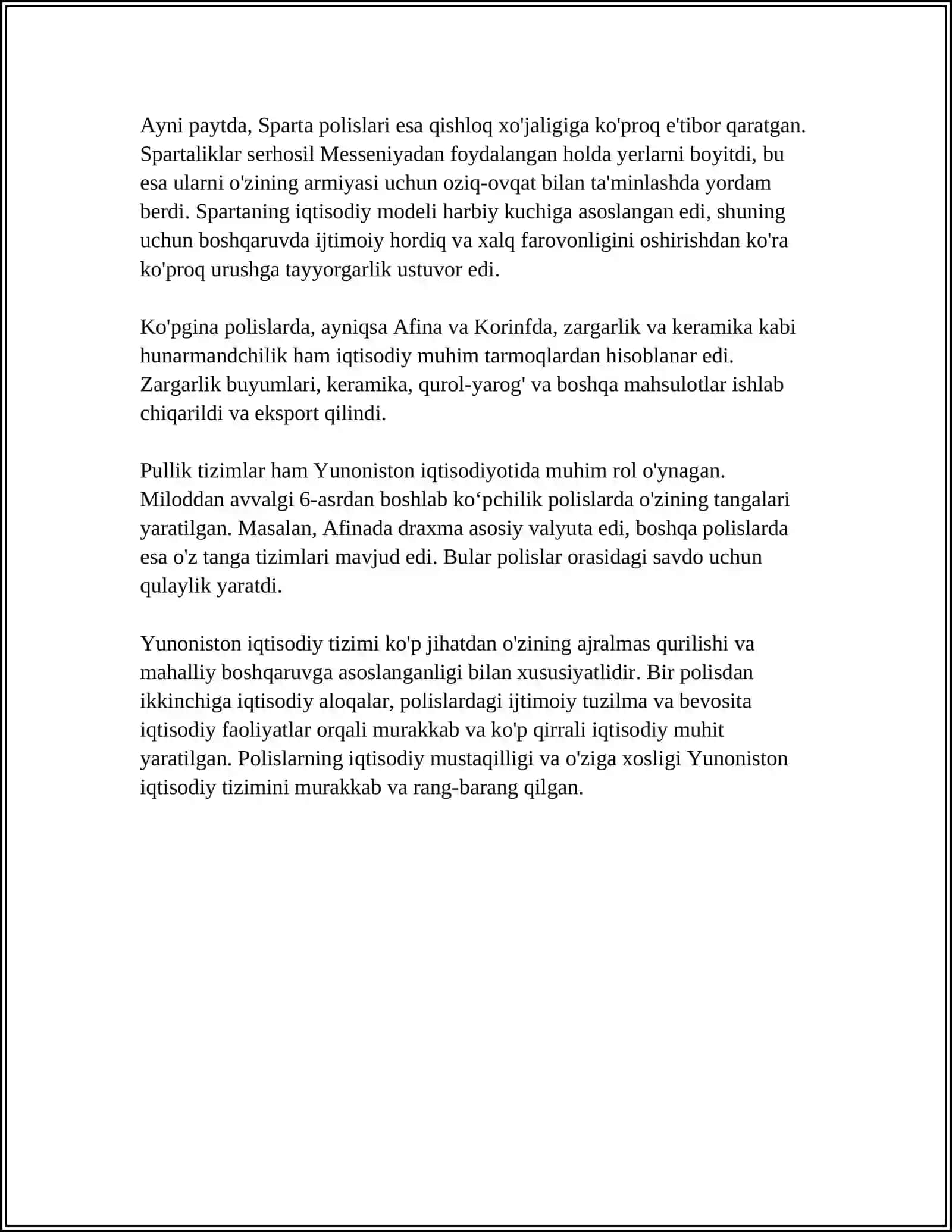 QADIMGI YUNONISTON IQTISODIY TALIMOTI 4