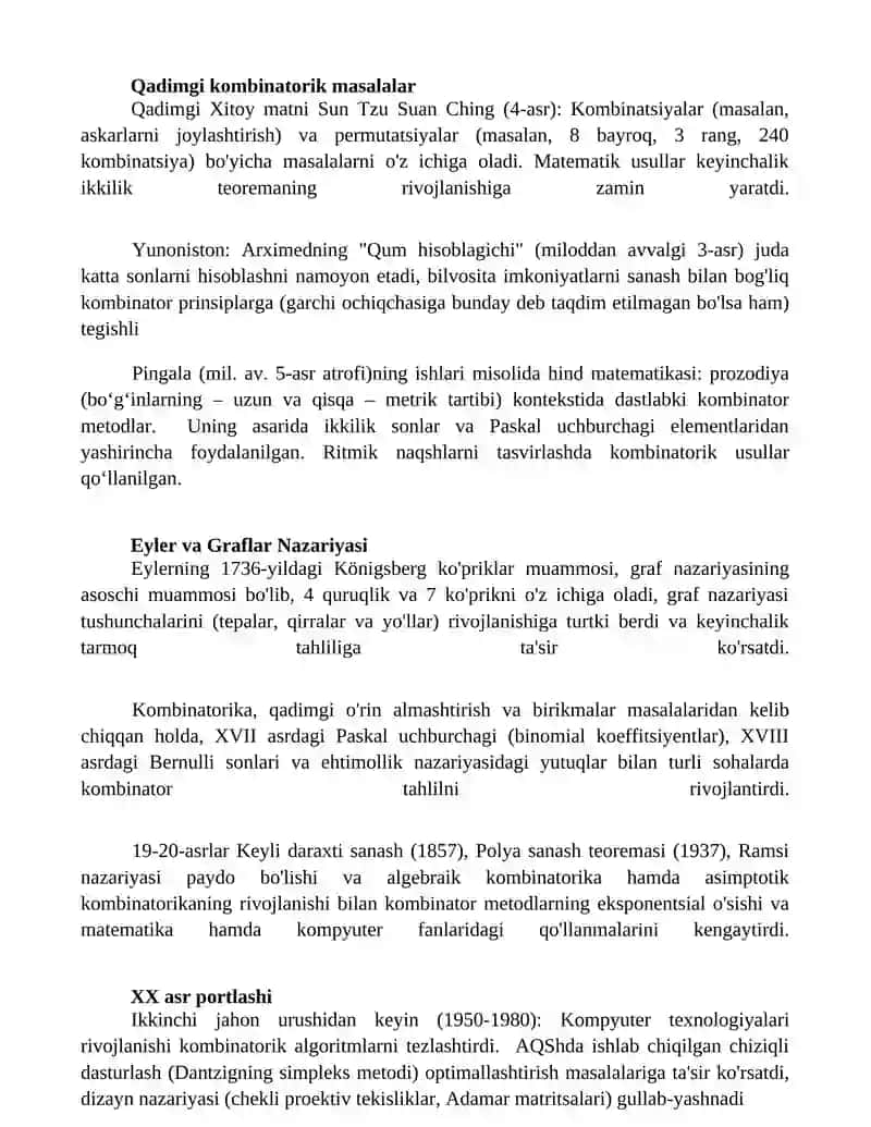Kombinatorika fani rivojlanish tarixi 4