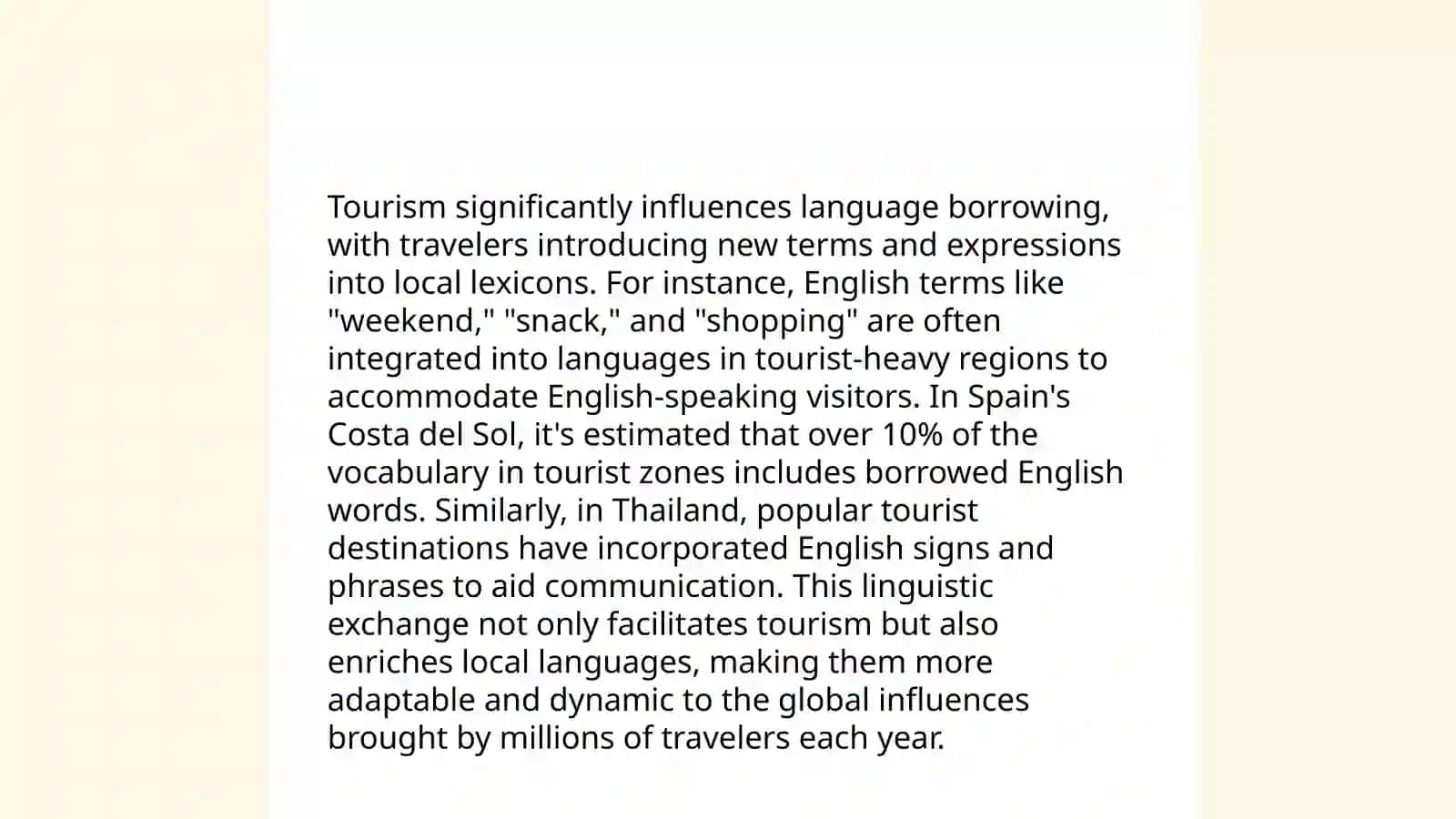 Language change and the factors that influence it: tourism 4