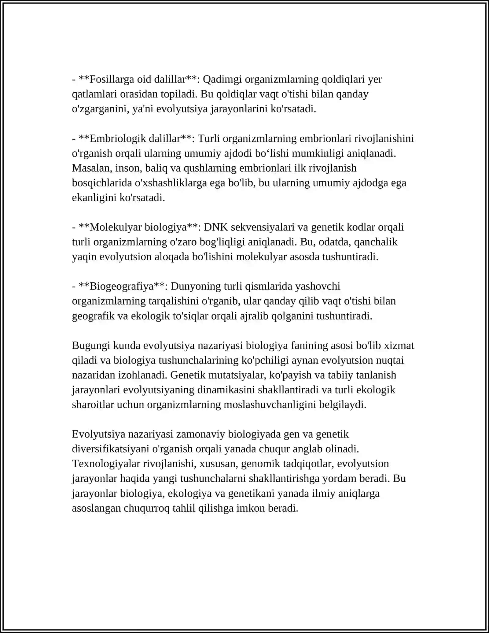 EVOLYUTSION O'ZGARISHLARNING TIPLARI.PARALLELIZM, KONVERGENSIYA DIVERGENSIYA 4
