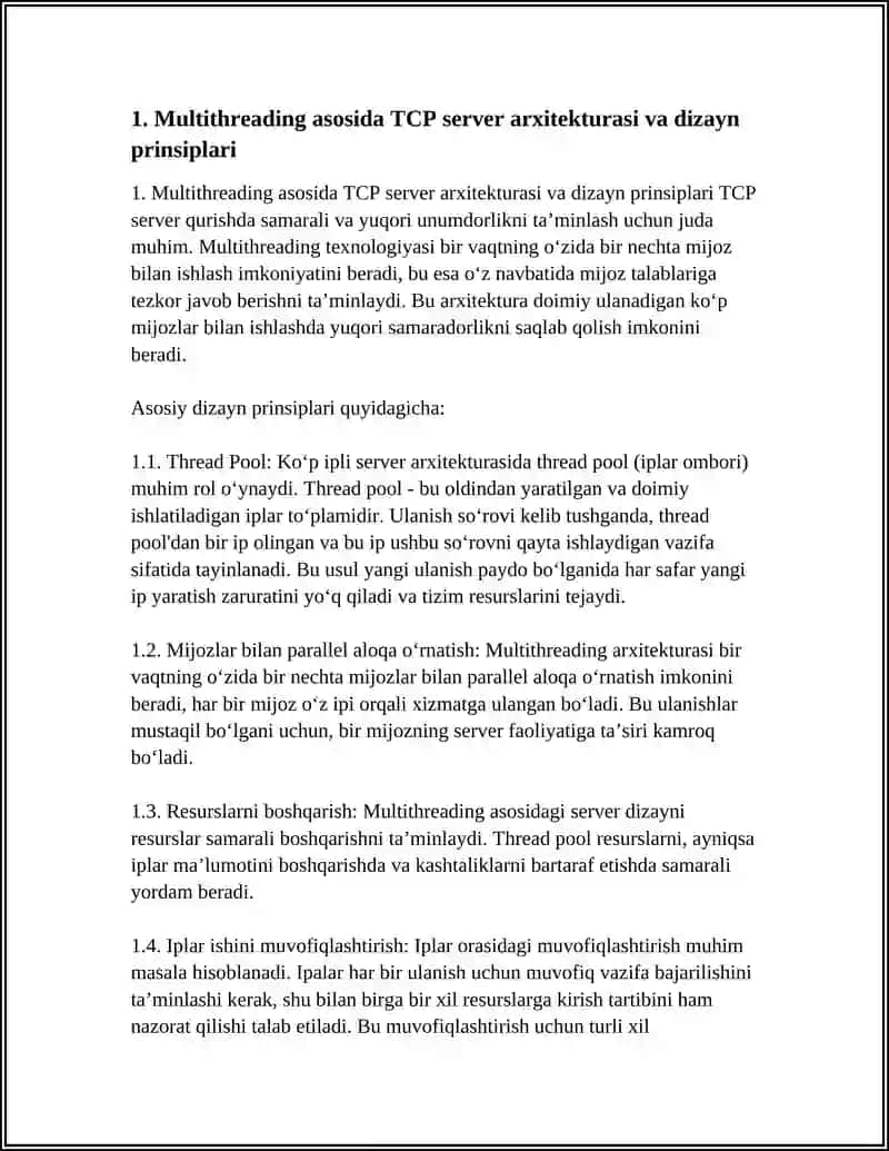 MULTITHREADING ASOSIDA KO‘P MIJOZLI TCP SERVER YARATISH 4
