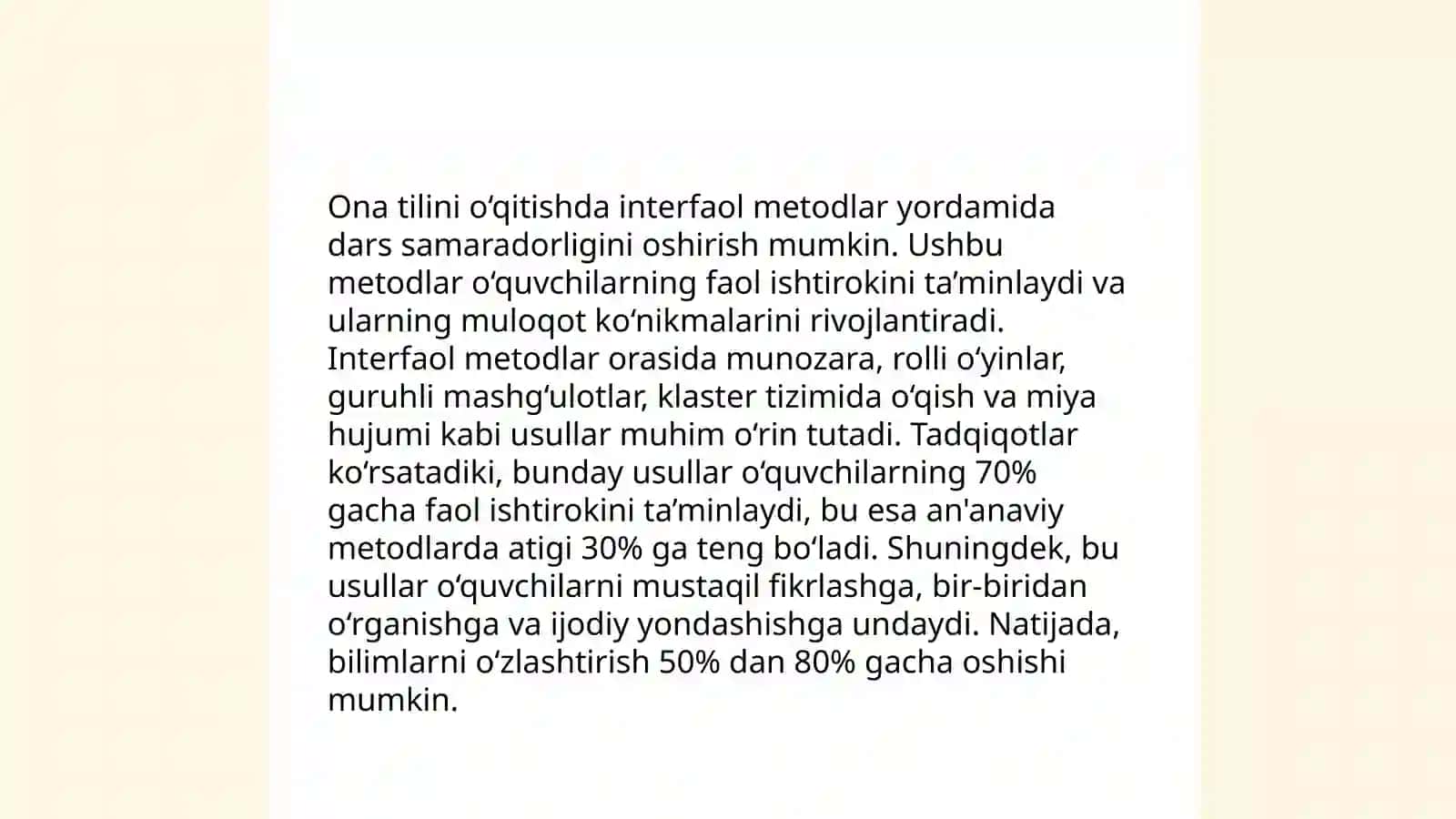 Ona tili o'qitish metodikasi 4