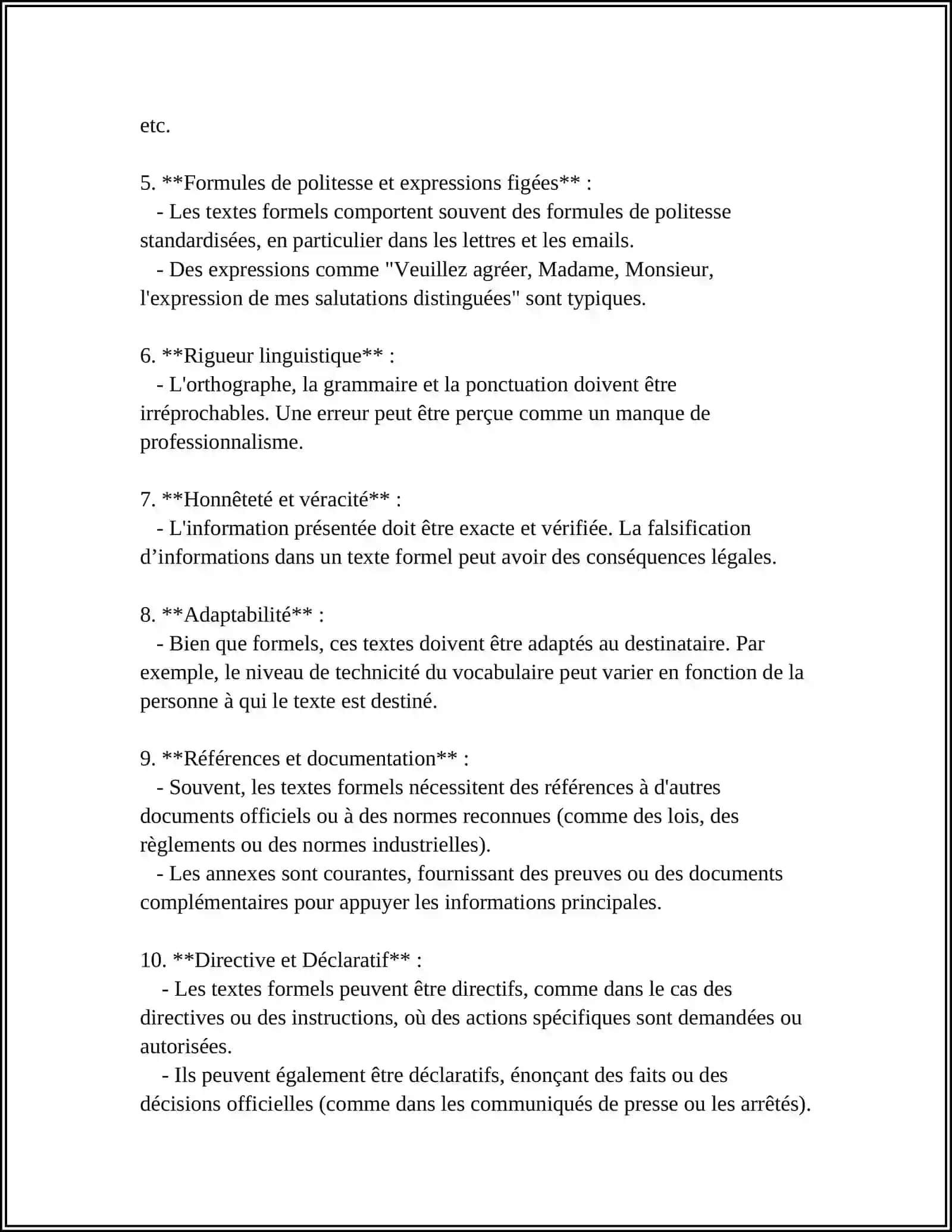 TEXTES FORMELS, INFORMELS ET SPÉCIALS 4