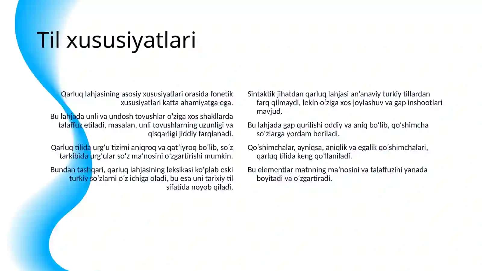 QARLUQ LAHJASIDAGI MATNLAR TAHLILI 4