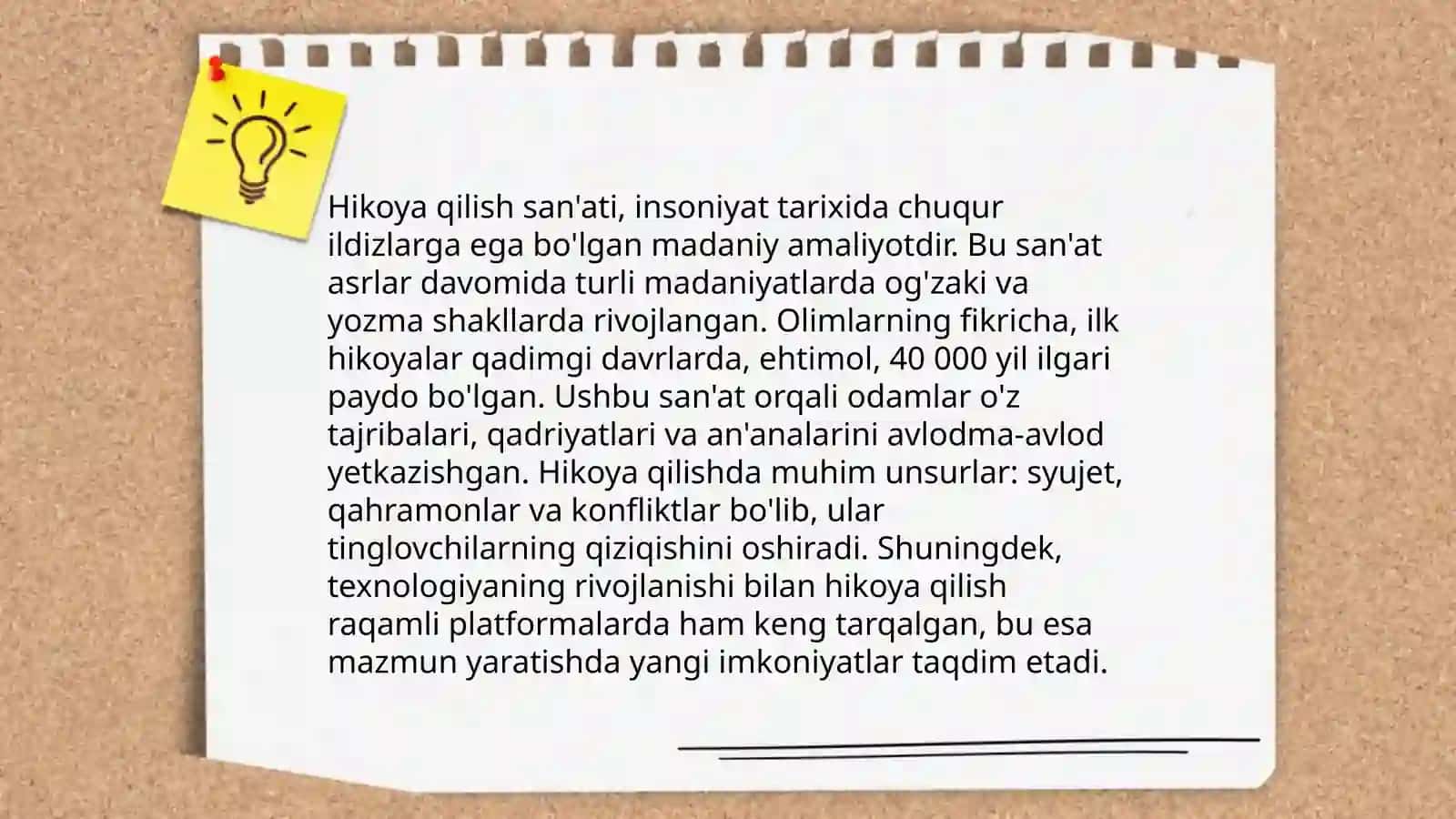 Hikoya qilib berish turlari va metodlari 4