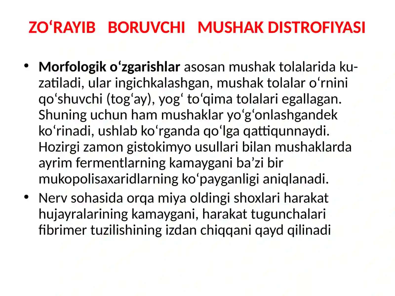 Nerv sistemasining irsiy degenerativ va zo’rayib boradigan surunkali kasalliklari 4
