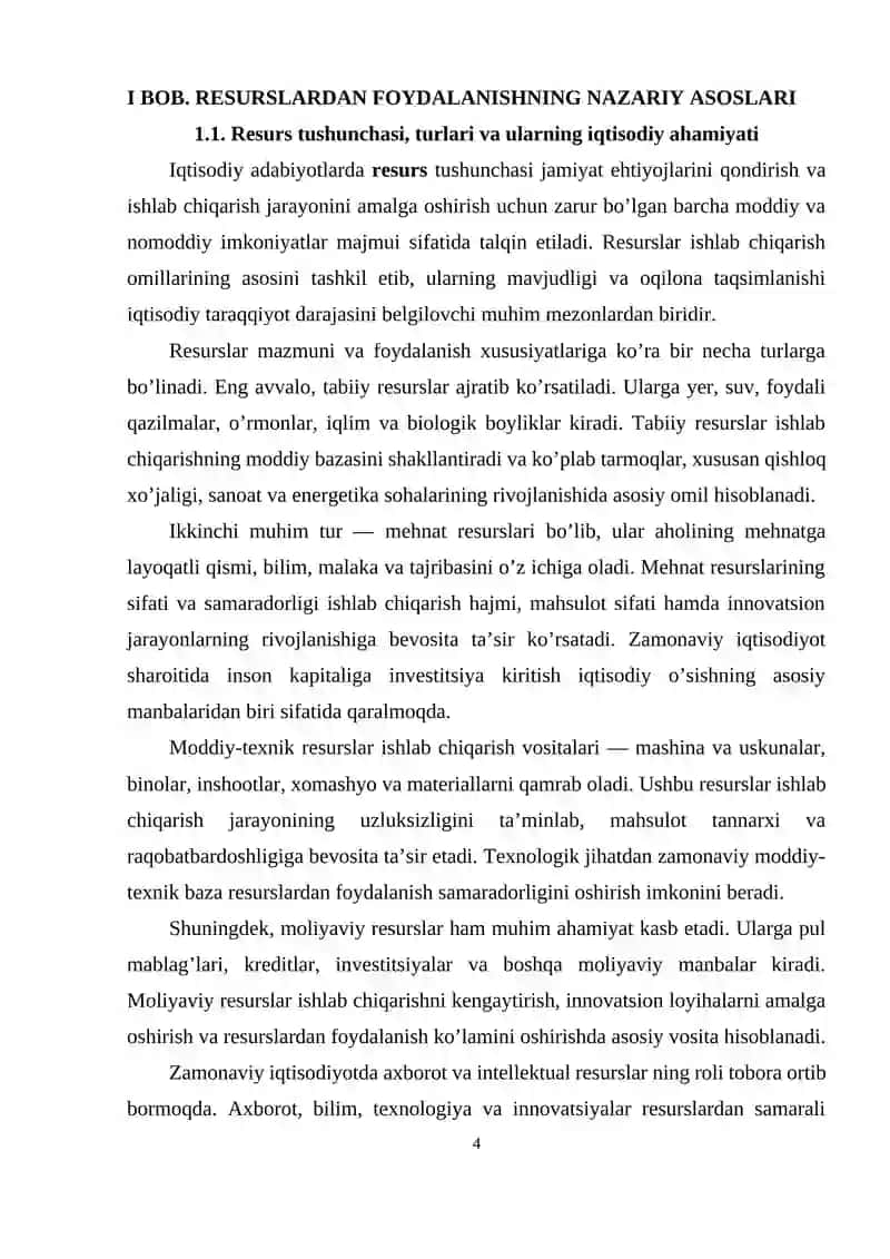 RESURSLARDAN FOYDALANISH KO’LAMI VA METODLARI 4