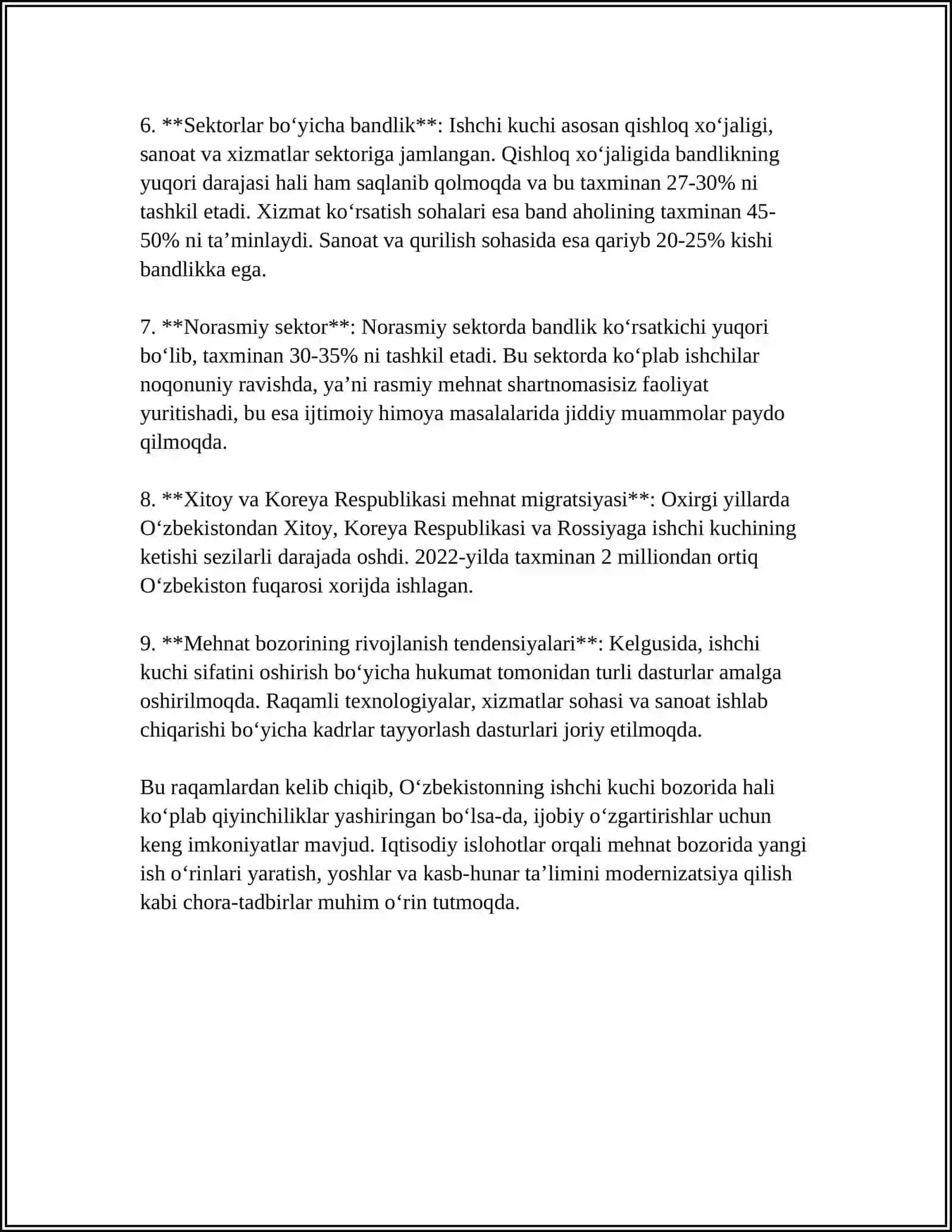 ISHCHI KUCHI UNING BANDLIGI VA ISHSIZLIK 4