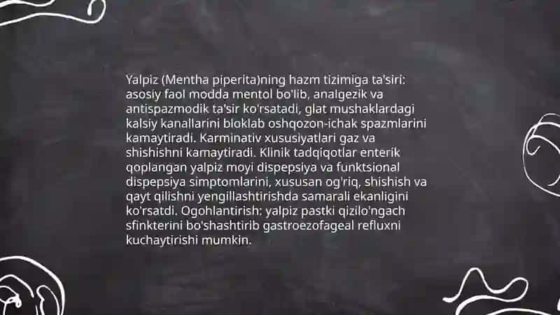 Yalpiz oʻsimligining dorivor xususiyatlari 4