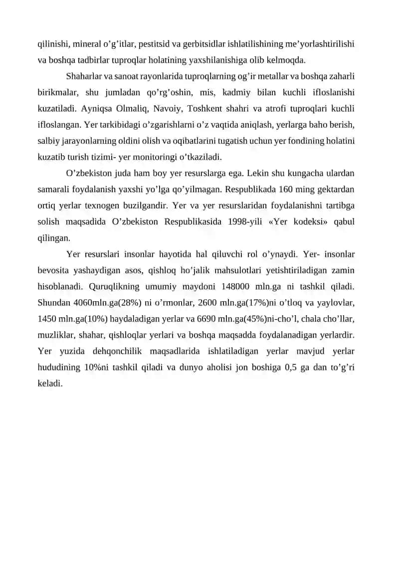 O‘zbekistonda yer-suv resurslaridan foydalanish 4