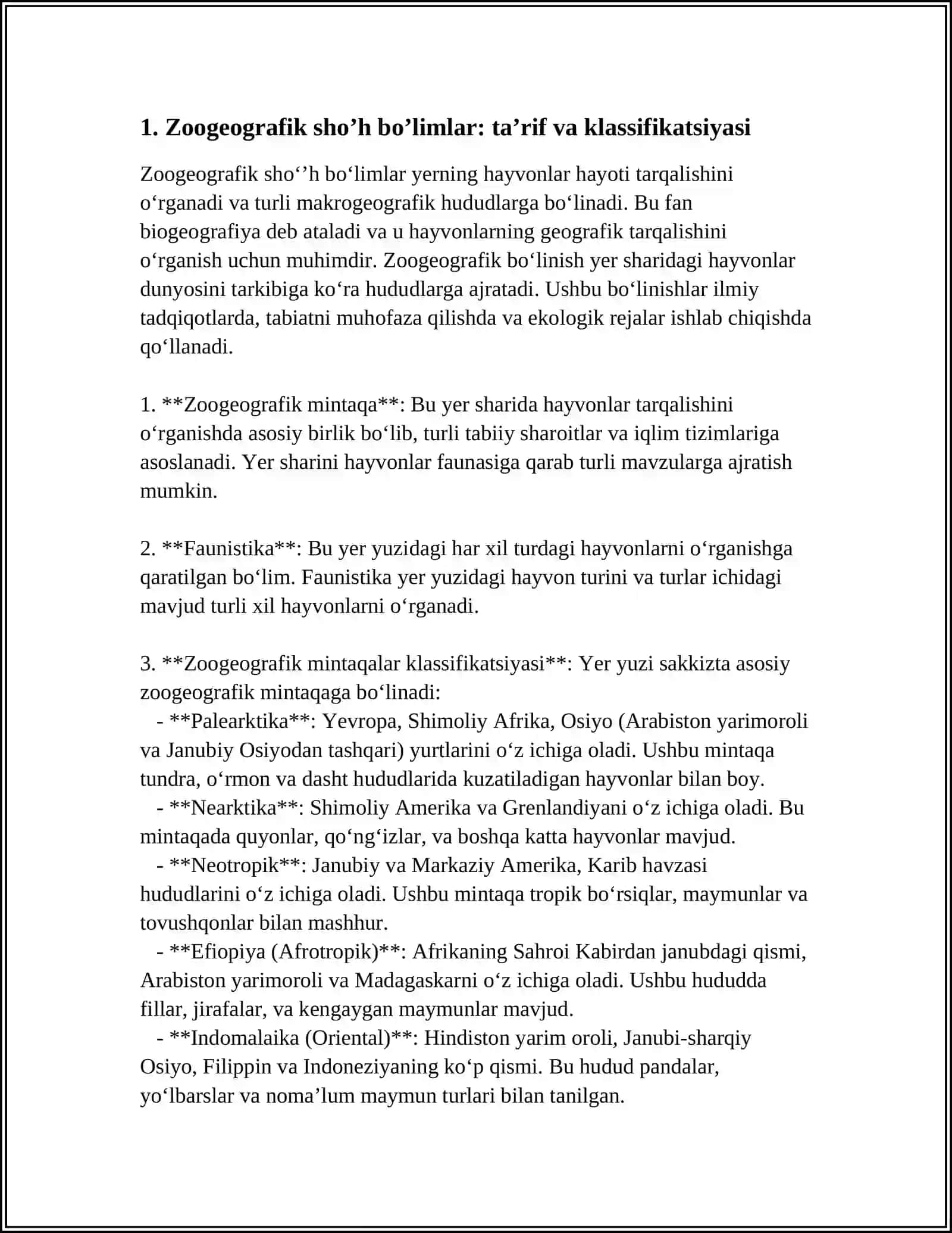 ZOOGEOGRAFIK SHOH BOʼLIMLLAR VA UNING OBLASTLLARI 4