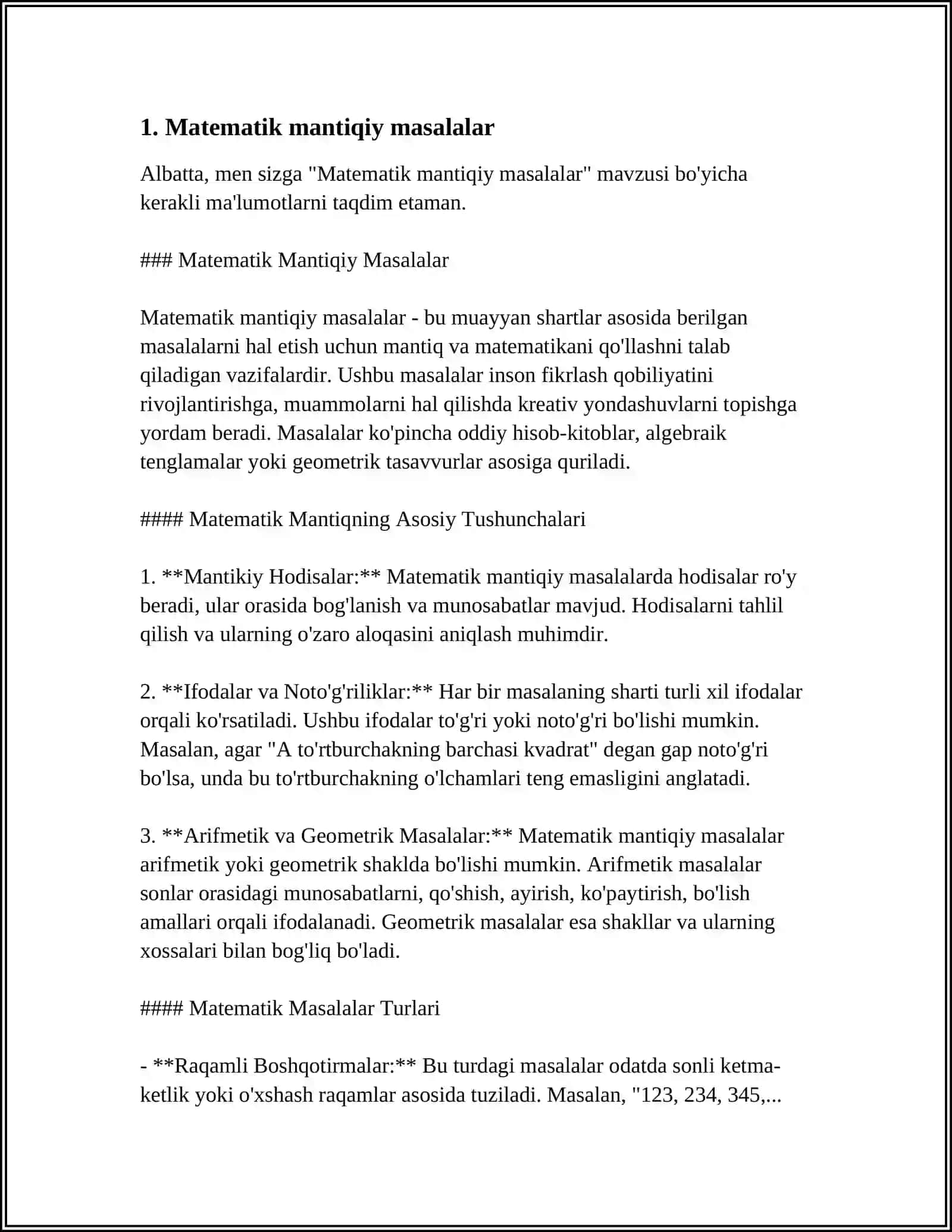 Matematik Mantiqiy Masalalar 4