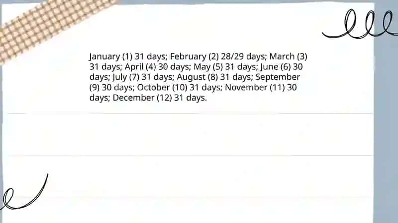 Days of the week, Months of the year, Seasons 4