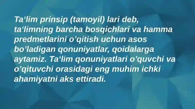 Ta'lim jarayonining umumiy va xususiy qonuniyatlari 4