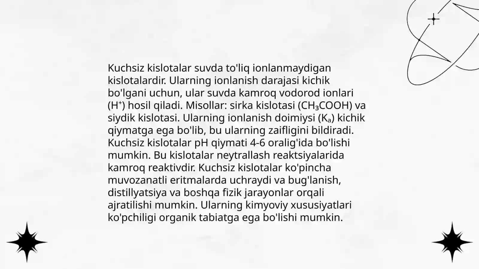 Kislotalar turli va kuchli va kuchsiz kislotalar 4