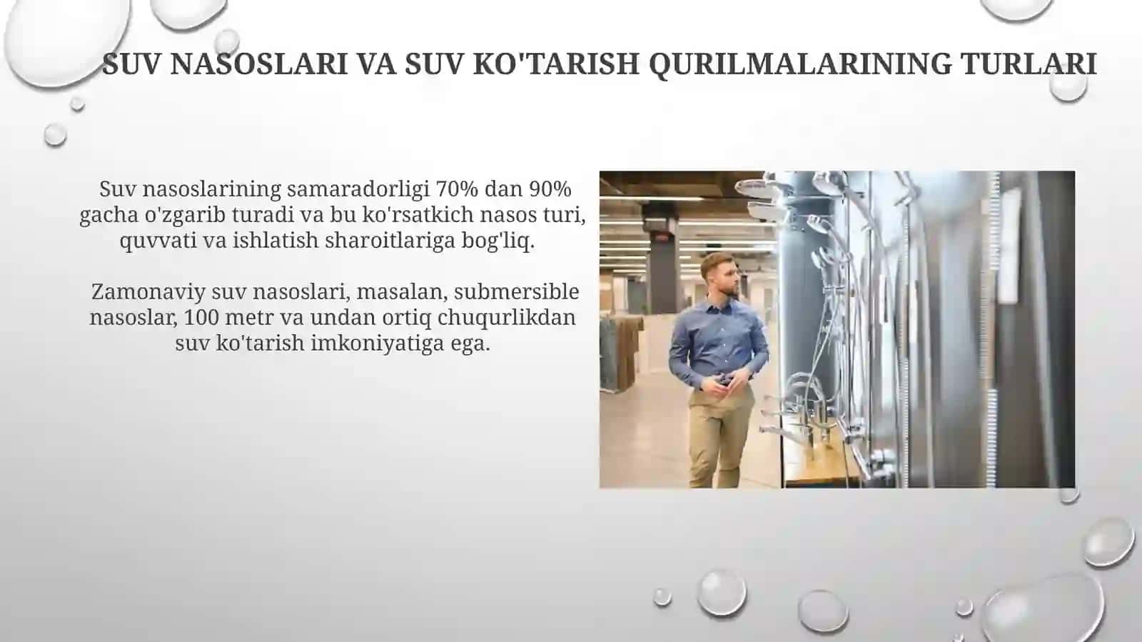 Suv nasoslari va suv kutargichlarni o'rganish 4