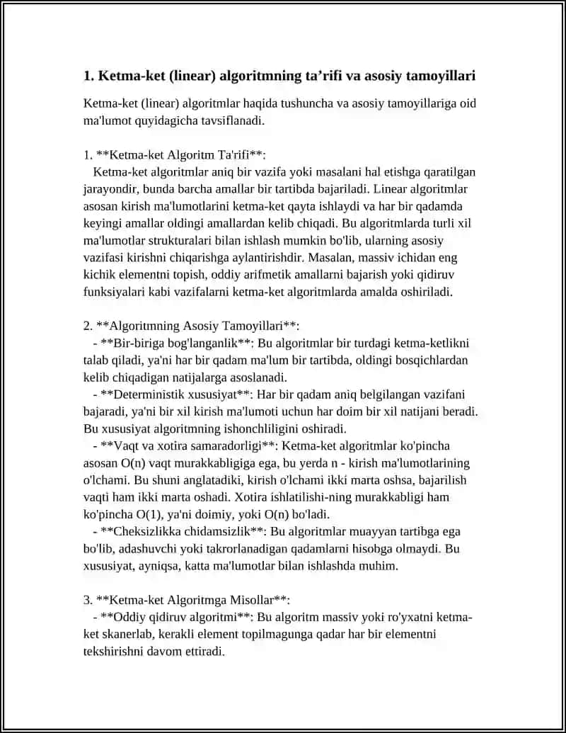 LINEAR (KETMA-KET) ALGORITMLAR TAHLILI VA MISOLLAR 4