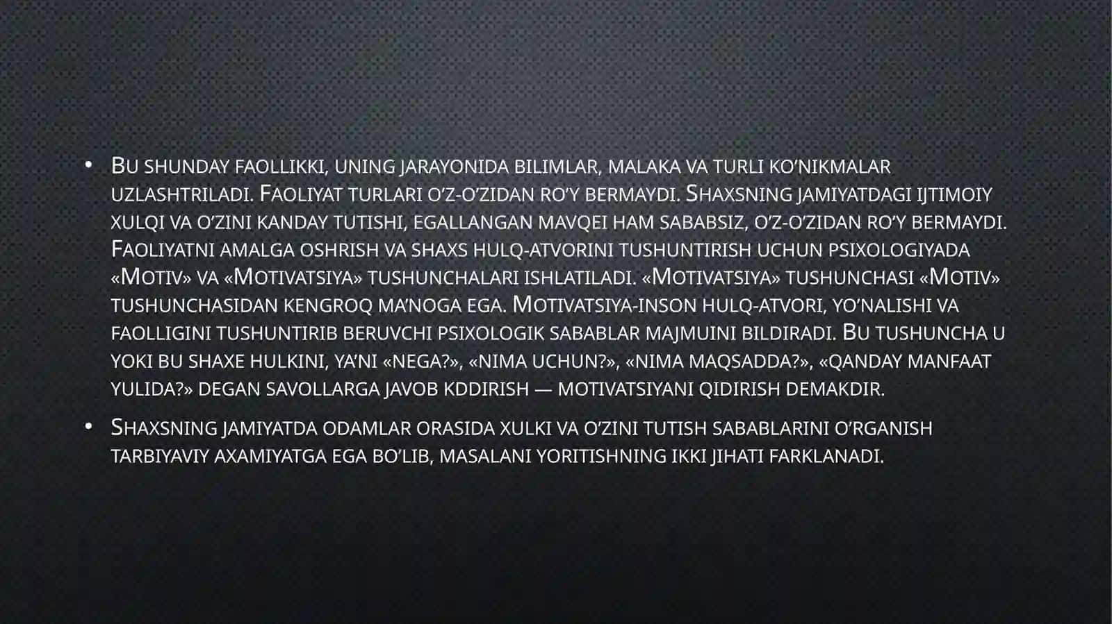 Mehnat faoliyati motivlari. 4